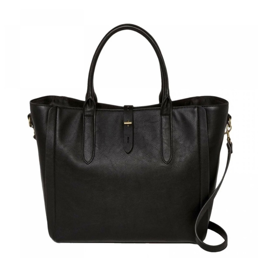 NWT Tote Handbag With Toggle Hardware Black